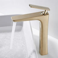 New Basin Faucet Brush Gold Solid Brass Sink Mixer Tap Hot and Cold Single Lever Hot and Cold Basin Lavtory Faucet