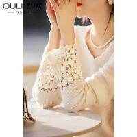 OULINNA เสื้อสเวตเตอร์ผ้าลูกไม้เนื้อนิ่มสำหรับเด็กผู้หญิง,เสื้อสเวตเตอร์2023มีเสื้อกันหนาวขนแกะตั้งแต่แรกเห็น