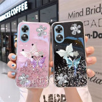 เคสโทรศัพท์ OPPO A17K A17 A77S A77 A57 A76 A96 A16 A16e A16K Reno8 Reno7 Z Pro 5G 4G มาร์ทโฟนน่ารักบินผีเสื้อตกแต่ง Glitter Shiny Sequins Softcase ฝาครอบ Reno 8 8Z 8Pro 7 7Z 7Pro