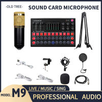 Hot Selling M9 Sound Card BM800 Pro Condenser Microphone Mixer Audio DJ MIC Stand USB Karaoke K Professional Recording Live V8