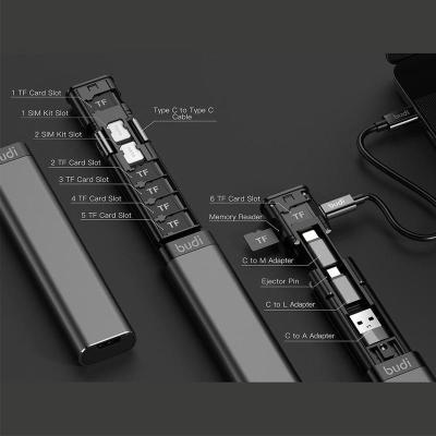 BUDI กล่องยูเอสบีสายเคเบิลข้อมูลการ์ดเก็บข้อมูลตัวแปลงอัจฉริยะอเนกประสงค์,เครื่องอ่านการ์ดอเนกประสงค์สำหรับ iPhone ดุม USB Samsung สำหรับคอมพิวเตอร์