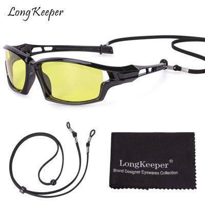 Luxury Brand Mens Polarized Sunglasses With Sport Lanyard Yellow Lens Night Vision Driving Glasses Women Sports Oculos de sol