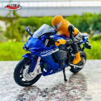 MSZ 1:18 YAMAHA YZF-R1สีฟ้าต้นฉบับที่ได้รับอนุญาตโมเดลมอเตอร์ไซค์อัลลอยจำลองการหล่อตายรถของเล่นคอลเลกชันของขวัญกับตุ๊กตา