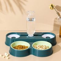 4-in-1 Pet Bowl Automatic Water Dispenser Drinking Container Feeder Anti-overturning Double Bowls Pet Product for Dog Cat