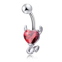 ⊙❒ Devil Heart Zircon เจาะสะดือผ่าตัดแหวนปุ่มท้อง Navel Piercing Belly ปุ่มแหวนสำหรับเครื่องประดับสตรีแฟชั่น Navel 2