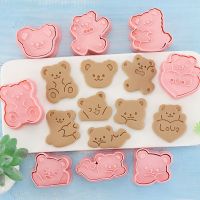 1 Set Valentines Day Cartoon Bear Cookie Cutter Fondant Icing Sugar Biscuit Embosser Mold Cookie Press Stamp Mould Baking Tools Bread Cake  Cookie Ac