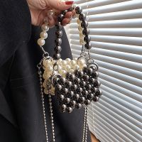 Internet celebrity pearl bag womens bag 2023 new fashion simple shoulder handbag niche handmade Messenger chain bag 【APR】