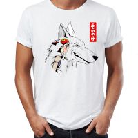 Mens T Shirt Princess Mononoke and Wolf God Awesome Anime Mens Tshirt Hip Hop Streetwear New Arrival Male Clothes  W51R