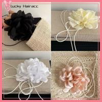 LUCKY HAIRACC 2pcs 12ซม. ค่ะ สร้อยคอปกดอกกุหลาบ เชือกปรับได้ ดอกไม้กุหลาบขนาดใหญ่ โชคเกอร์กุหลาบ เครื่องประดับอัญมณีอัญมณี สร้อยโชคเกอร์ไหมพรม สำหรับผู้หญิง