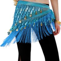 ๑ Spot belly dance waist chain beginner Indian dance practice hip towel triangular towel tassel gold coin belt waist towel