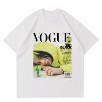 NEW แฟชั่นคลาสสิกเสื้อยืดสีขาวVogue - BILLIE EILISH เสื้อยืดแขนสั้น ผ้าฝ้าย โอเวอร์ไซซ์ สไตล์วินเทจ สําหรับผู้ชาย ผู้หญิง 30