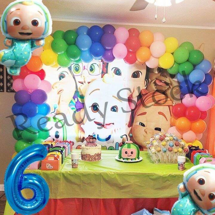 【hot sale】 B14 76Pcs/set Cocomelon Theme Balloon Rainbow JJ Balloon ...