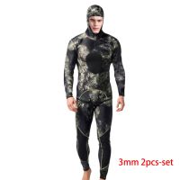 Wetsuit 3มิลลิเมตร N Eoprene พรางชุดดำน้ำผู้ชายแยกดำน้ำ Spearfishing ท่อง J Umpsuit สำหรับชุดว่ายน้ำน้ำเย็น