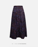 Vinn Patararin - Volume Skirt  Print Black  - กระโปรง ตัดต่อ ดีเทลรูด กระโปรงผู้หญิง