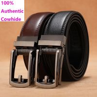 [free punch] 100 cow Leather buckle belt mens leather leisure belt automatic buckle belt fashion handsome belt