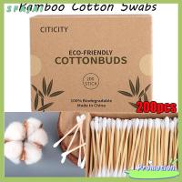 SFAJAI 200pcs/Box Beauty Makeup Buds Natural Eco Friendly Double Head Natural Wooden Ear Swab Bamboo Cotton Swab Nose Ears Cleaning Sticks Cotton Buds