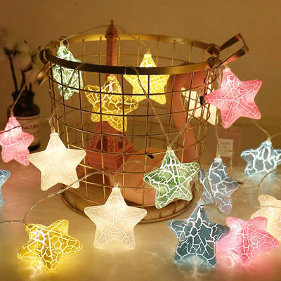 3M6M LED Crack Star Fairy Lamp Christmas Tree String Twinkle Garlands Battery Flash Holiday Party Wedding Indoor Decor Lights