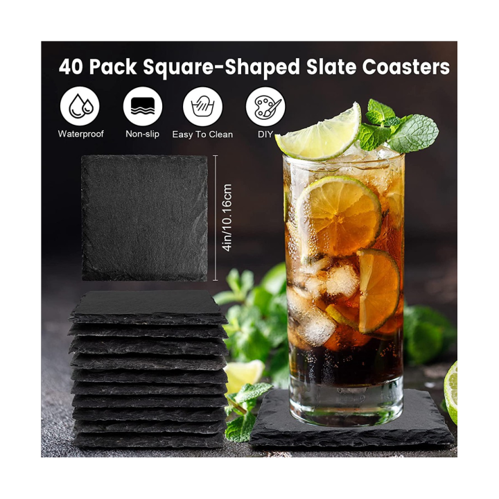 12pcs-slate-coasters-bulk-4-inch-square-black-slate-stone-coaster-handmade-drink-bar-slate-coasters