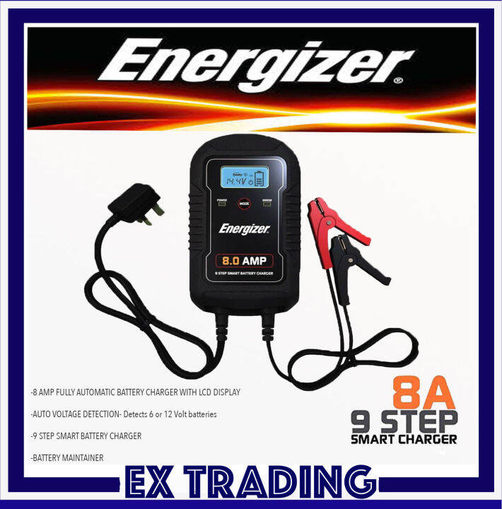 Energizer 8 Amp Battery Charger and Battery Maintainer with LCD for 6