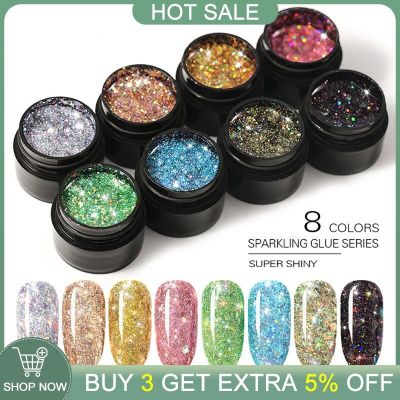 【YP】 5ml Gel Painting Vernis Semi Permanent  Glitter UV Base Top Coat