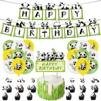 Panda Birthday Banner Happy Birthday Sign Animal Zoo Theme Party Bunting Photo Props for Baby Shower Kindergarten Decoration Banners Streamers Confett