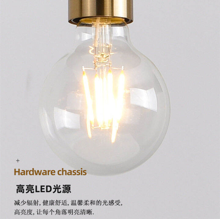 mzd-with-light-bulb-light-luxury-โคมไฟข้างเตียงโคมระย้าห้องนอน-study-single-head-chandelier-simple-modern-designer-ร้านอาหารโคมไฟบาร์โคมระย้าขนาดเล็ก