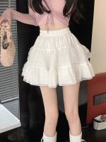 ↂ☊♞ Lace cake A-line short skirt summer 2023 new ballet style high waist white mesh fluffy skirt women