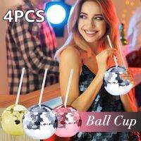 41 Pcs Disco Ball Cups Flash tail Cup Bachelorette Nightclub Bar Party Flashlight Wine Whiskey Juice Straw Cup Drinkware