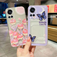 เคส OPPO Reno10 Reno 10 Pro Reno10 Pro+ 5G ลายดอกไม้ผีเสื้อสวยงามพร้อมดีไซน์กระเป๋าใส่บัตรเคสซิลิโคนเนื้อนิ่มโปร่งใสกันกระแทกเคสโทรศัพท์OPPO Reno 10pro Reno10 5Gเคสฝาครอบ