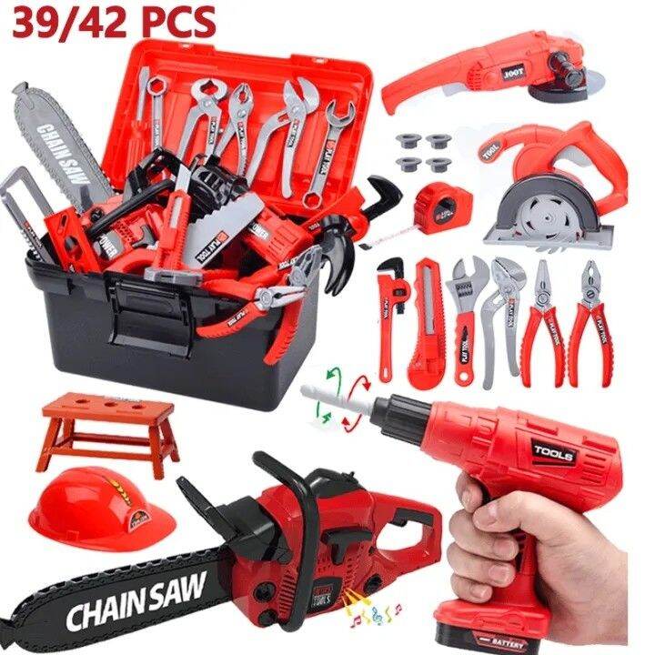 Kids tool box set toy Boys Simulation Repair Tools Pretend Toy Electric