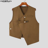 Medussa INCERUN Men Button V-Neck Sleeveless Waistcoat Stylish Hippy Vests (Korean Style)