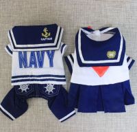 Sailor School Uniform for Dogs Dress Kawaii Embroidery Pet Dog Clothes Cat Small Thin Spring Summer Fashion Pet Products 2022 Dresses