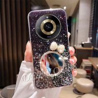 เคสโทรศัพท์สำหรับ Realme11Pro + Realme 11 Pro + Plus 5G 4G เคสสมาร์ทโฟนพร้อมโบว์3D กระจกวงกลมดาว TPU นิ่มน่ารักเคสโทรศัพท์น่ารัก Realme11 11Pro