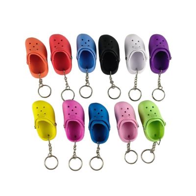 Cute 3D Mini EVA Beach Hole Little Croc Shoe Keychain Girl Gift Bag Accessories Decoration Keyring Floating Key Chain Charm