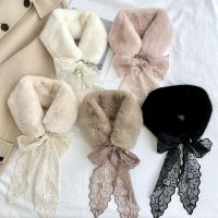 【Miki Xinyuan】 LuxurySoft Women Faux RabbitCollar Scarf Plush Neck WarmerShawl Wrap GirlRibbon Neckerchief