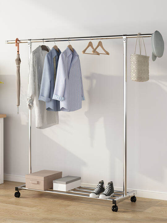 Single Pole Type Stainless Steel Laundry Rack Floor Folding Bedroom ...