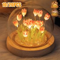 10/20Pcs Tulip Night Light Battery Operated Tulip Flower Table Lamp DIY Simulation Tulip LED Nightlight Handmade Bedside Light Night Lights