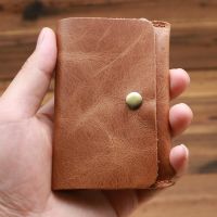 Dompet tempat kartu pria dompet koin kulit asli tas Mini kartu wanita dompet tangan pria ramping pria dompet kecil uang