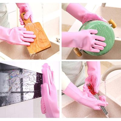 Dish Washing Cleaning silicone gloves kitchen bathroom cleaning tools housekeeping cleaning rubber gloves Safety Gloves