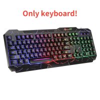 Gaming Keyboard Mouse LED Breathing Backlight Ergonomics Pro Combos USB Wired Full Key Professional Mouse Keyboard 4 In1