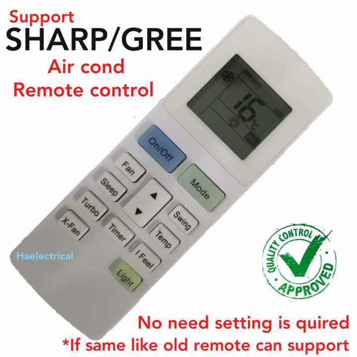 SHARP / GREE Air Cond Remote Control Replacement 1HP 2.5HP Lazada
