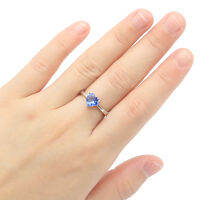 6X6Mm ขอแนะนำขายหัวใจ3G สร้างสีม่วง Tanzanite ไพลินสีขาว925แหวนเงินแท้ที่เป็นของแข็ง