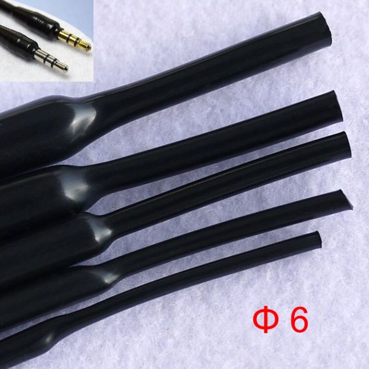 3m-6mm-dia-2-1-ratio-soft-flexible-black-gloss-non-halogen-headphone-line-audio-cable-sleeve-heat-shrinkable-tubing-shrink-tube-cable-management