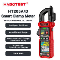 HABOTEST HT205 600A แคลมป์มัลติมิเตอร์แบบดิจิตอล AC / DC แคลมป์มิเตอร์ 6 - 600V แคลมป์มิเตอร์แอมป์มิเตอร์ DC Ohm Continuity Tester