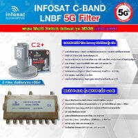 infosat LNB C-Band 5G 2จุดอิสระ รุ่น C2+ (ป้องกันสัญญาณ 5G รบกวน) + อุปกรณ์แยกสัญญาณ Multi Switch infosat รุ่น MS38 (เข้า3 ออก8) รับชมได้อิสระ