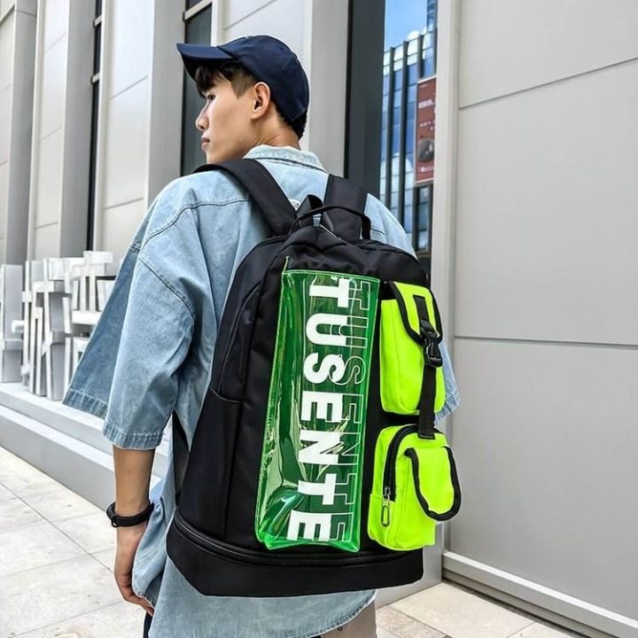 cool-large-capacity-double-backpack-sports-outdoor-travel-bag-multi-pocket-student-backpack-badminton-racket-bucket-bag-luggage
