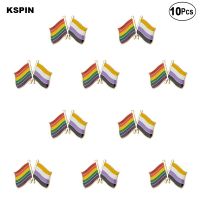 10pcs a Lot Rainbow &amp; Nonbinary Flag Lapel Pin Flag badge Brooch Pins Badges Fashion Brooches Pins