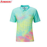 Kawasaki Men Shirts Short Sleeve Quick Dry Polyester Men Table Tennis T-Shirt Green Red T Shirt ST-R1244