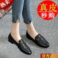 ✢❃♙ Leather flat shoes womens 2023 spring new soft-soled loafers slip-on peas shoes womens shoes small leather shoes