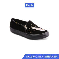 KEDS รองเท้าผ้าใบ แบบสวม รุ่น DOUBLE DECKER VELVET CHEERS สีดำ ( WF66289 )